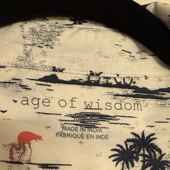 Age Of Wisdom Men's Shirt Size M Flamingo Tropical Outdoors Modal Navy - Picture 5 of 6